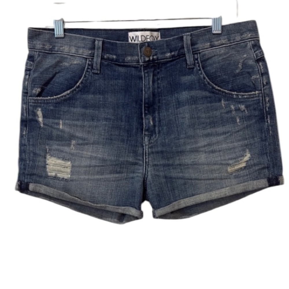 WildFox Distressed Blue Jean Shorts with Cuffed Hem women’s size 28